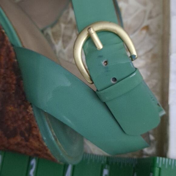 Joan and David Leather Mint Green Wedges Size 8.5 M Snake - Picture 6 of 8